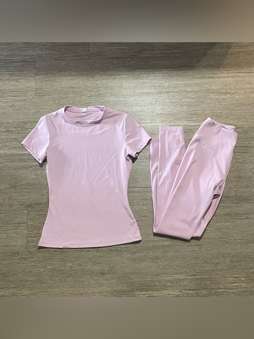 SHEIN Light Pink Short Sleeve Top and Leggings Set